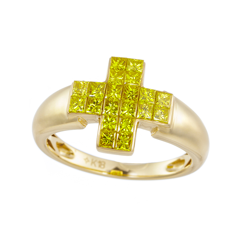 K18YG イエローダイヤモンド(トリート) ミステリーセッティング リング YD 約0.70ct 