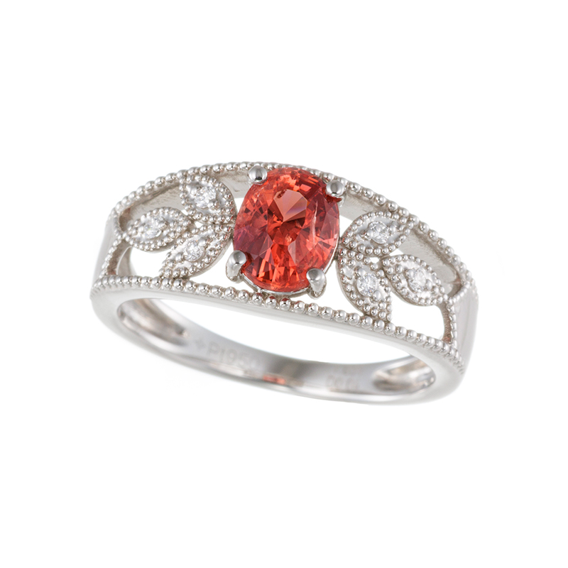 PT950 タンザニア産ヴィヴィッドレッドオレンジスピネル ダイヤ リング 