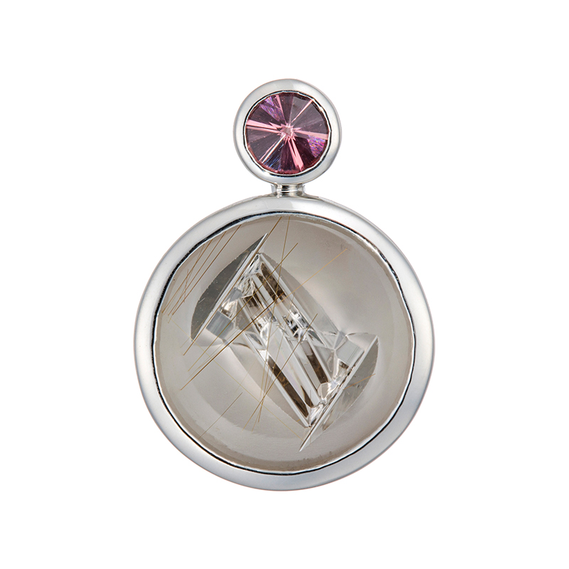 PT950 フィリップ・ムンシュタイナー ルチルクォーツ ピンクトルマリン ペンダントトップ QU 