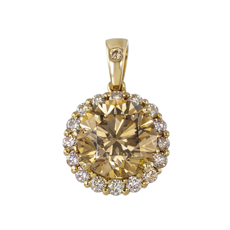 K18YG ファンシーブラウンダイヤ&ブラウンダイヤ ペンダントトップBRD約3.00ct(SI2)