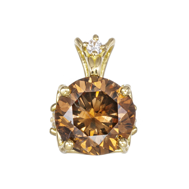 K18YG ブラウンダイヤモンド＆ダイヤ ペンダントトップ BRD 1.00ct D 0.07ct