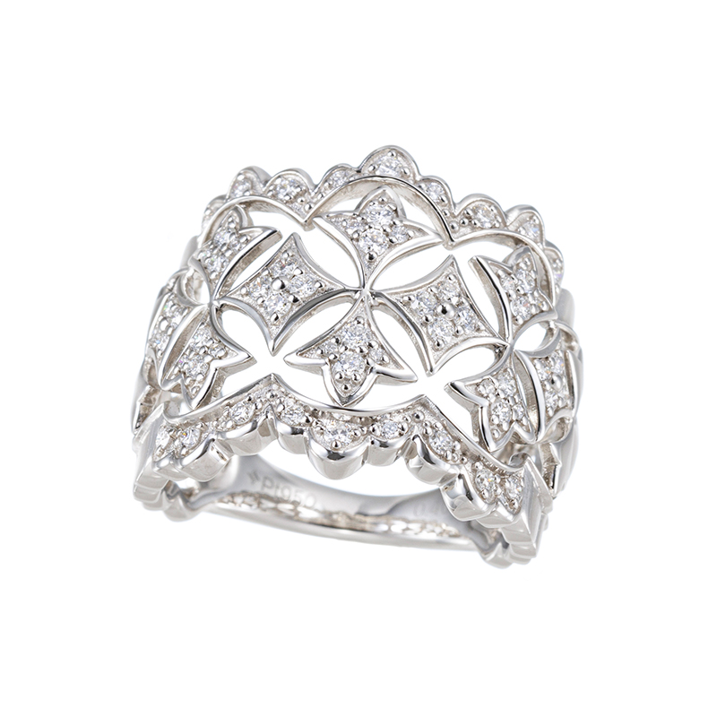 PT950 ダイヤモンド アンティークレース リング D 約0.40ct 