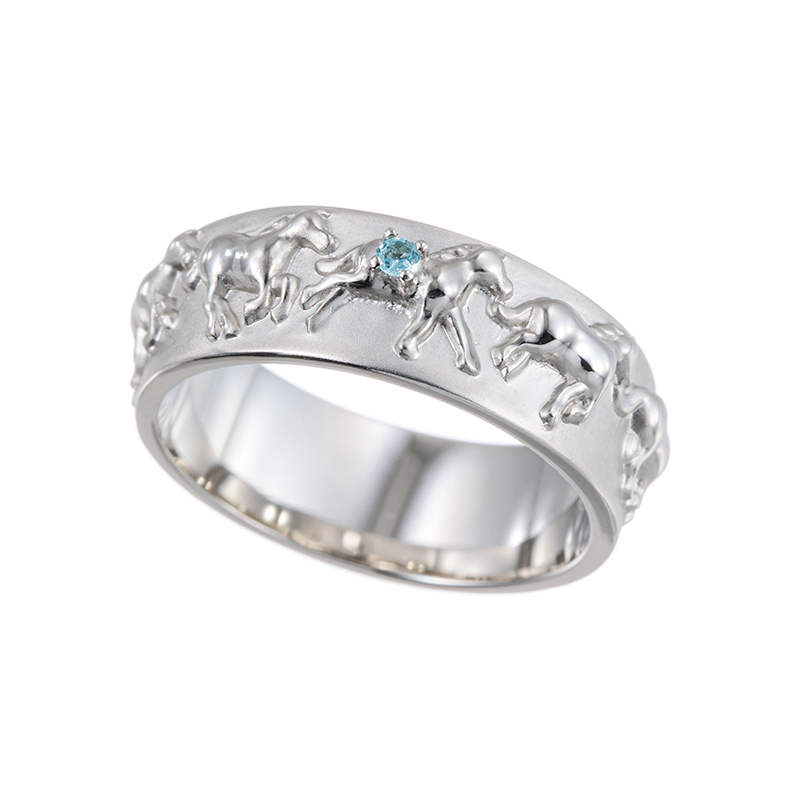 PT990ブラジル産パライバトルマリン馬九行駆フルエタニティーリング 