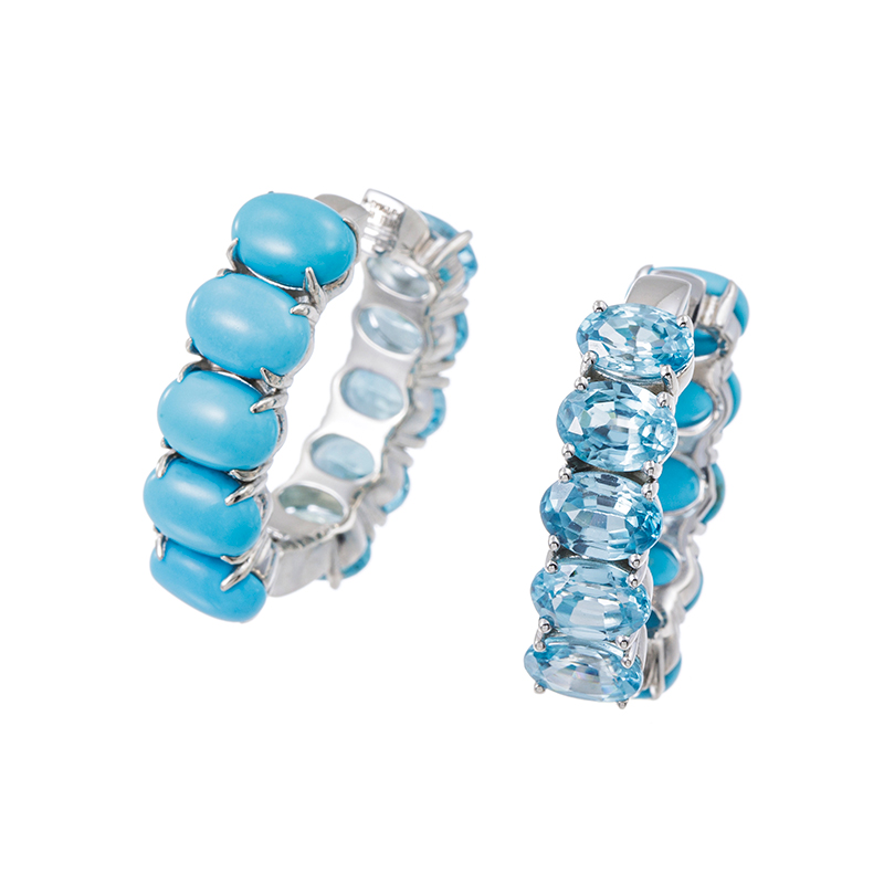 パラジウムシルバー950スリーピングビューティーターコイズ(スタビライズ)ブルージルコンピアリング