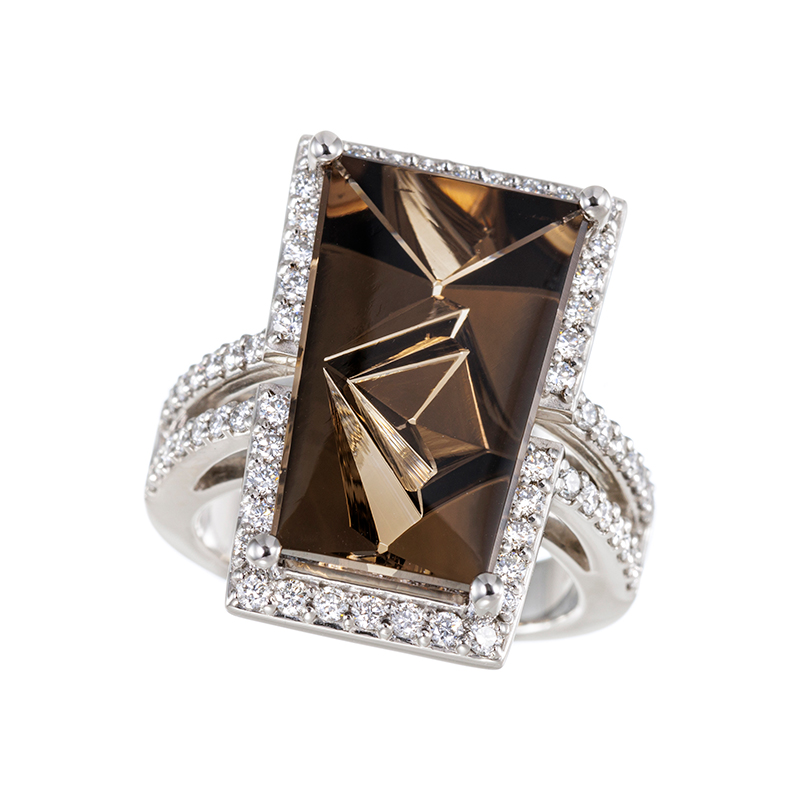 PT950 フィリップ・ムンシュタイナー スモーキークォーツ ダイヤ リング