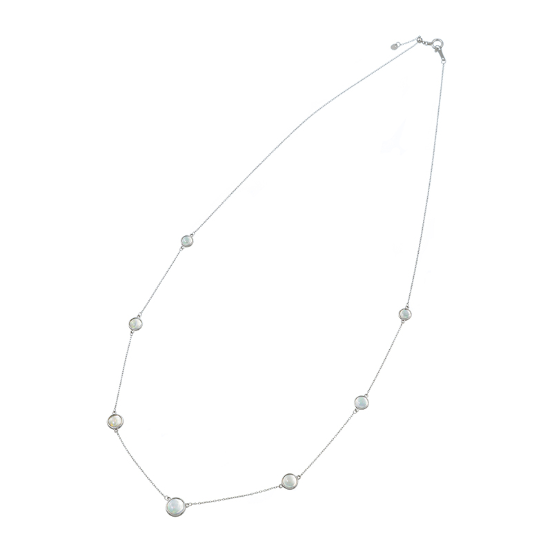 PT950/PT850 メキシコオパール ステーションネックレス OP 約1.50ct