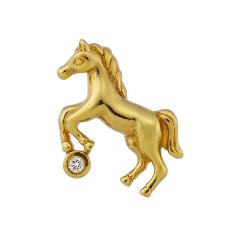 純金 ダイヤモンド 跳ね馬 ペンダントトップ D 約0.008ct