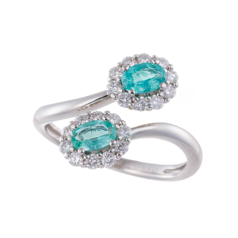 GSTV PT950 ブラジル産パライバトルマリン ダイヤ Toi et Moi リング