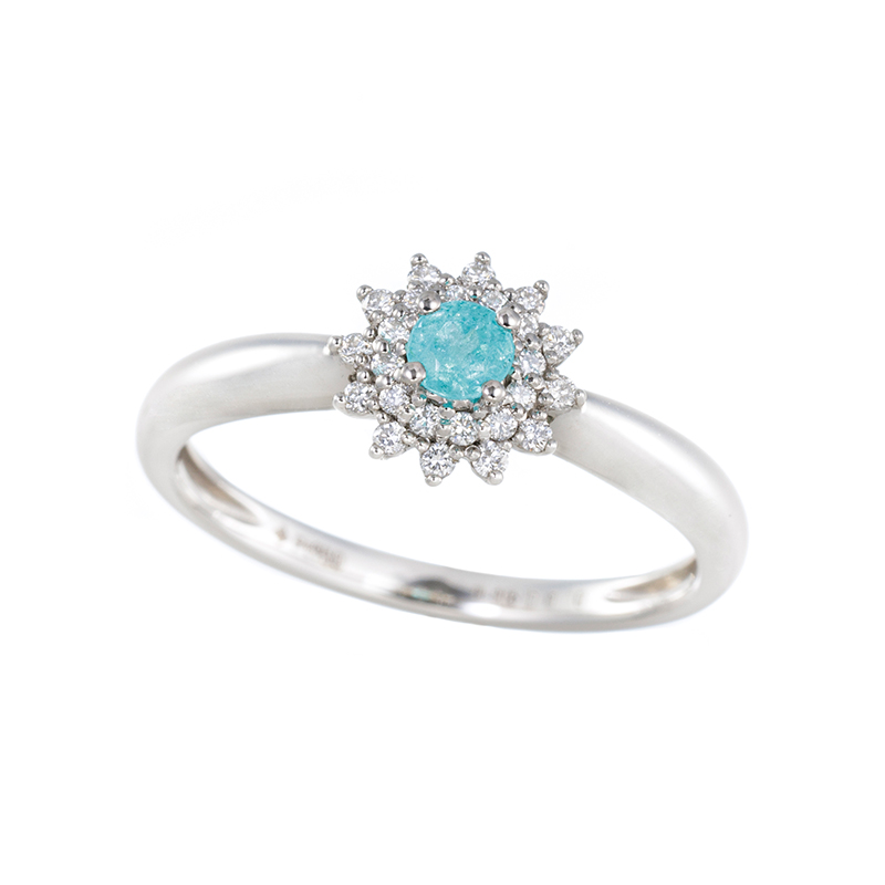 PT950 ブラジル産パライバトルマリン ダイヤ Double Halo リング