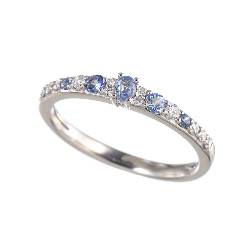 PT950ベニトアイトダイヤリングBE約0.20ctD約0.14ct