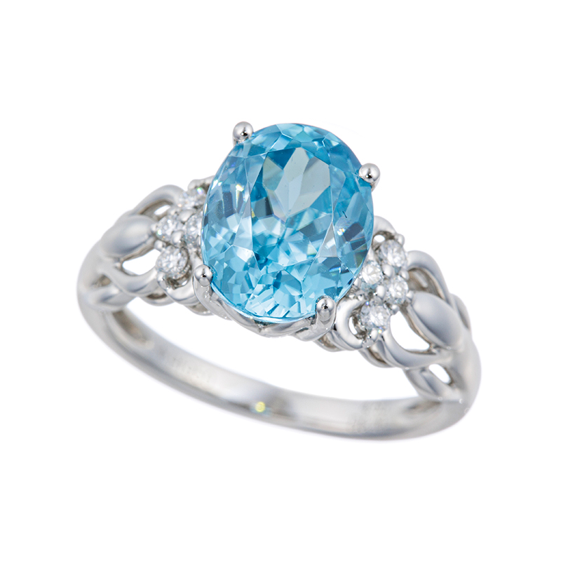 PT950 ブルージルコン ダイヤ リング ZI 約4.50ct D 約0.10ct 