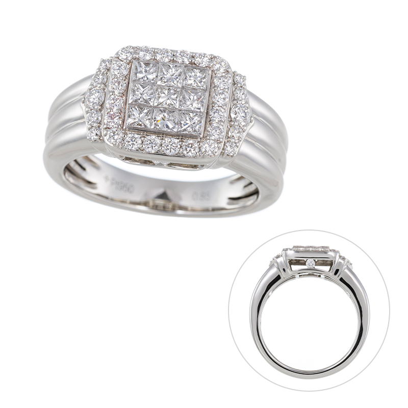 PT950 ダイヤモンド ミステリーセッティング リング D 約0.85ct
