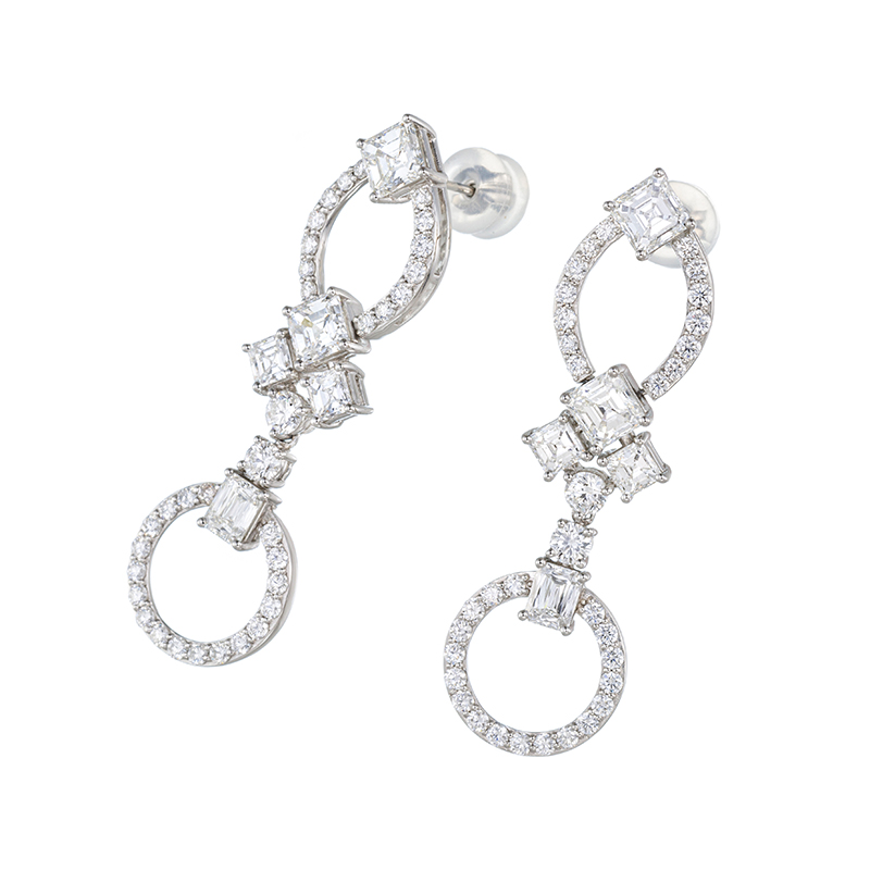 EverDiaPT950アッシャー＆クリスカットダイヤ&ダイヤ(リリーダイヤカット)ピアス