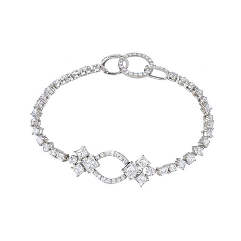 EverDia PT950  アッシャー＆クリスカットダイヤ&ダイヤ(リリーカット) ブレスレット