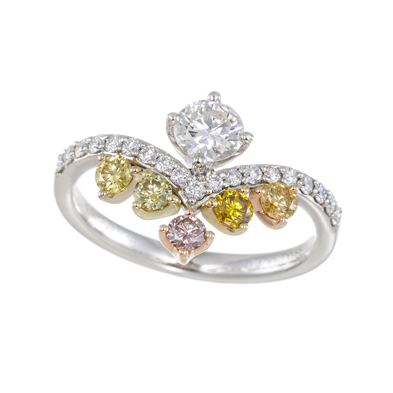 PT950K18YGPGCGGGダイヤナチュラルカラーダイヤリングD0.40ct(HSI2GOOD)