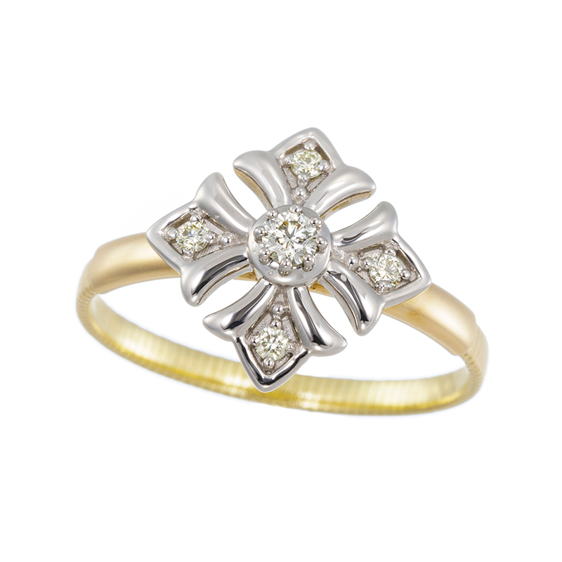 PT950/K18YG ダイヤモンド アジャストリング D 約0.10ct 15～23号