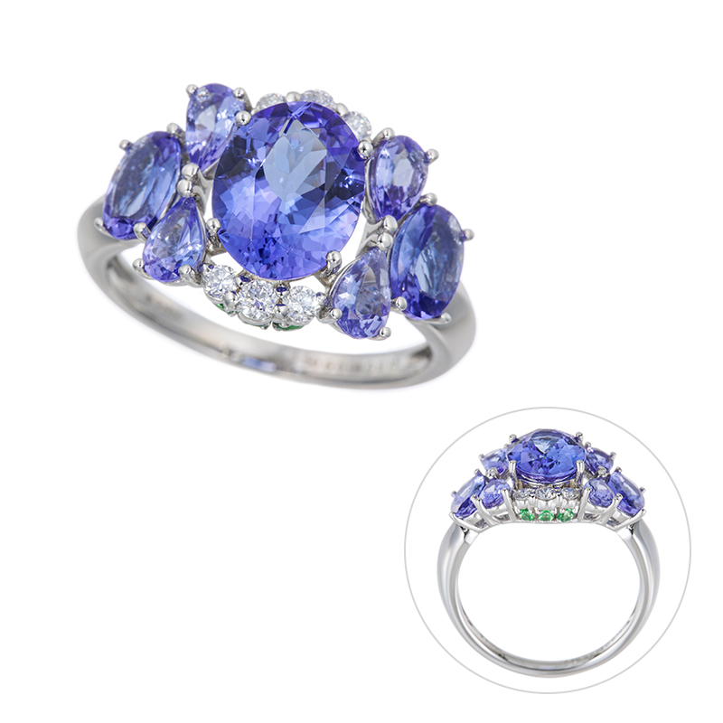 PT950 タンザナイト ツァボライト ダイヤ リング 