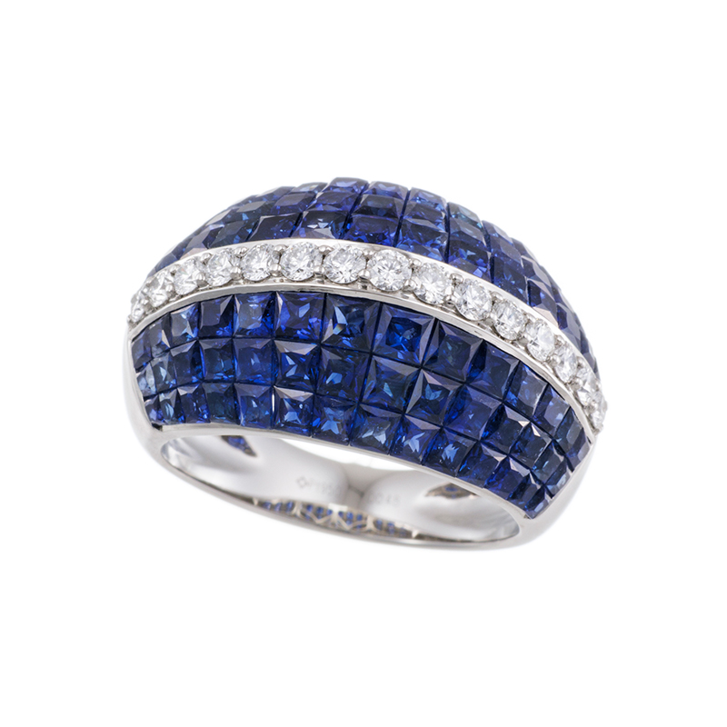 PT950 サファイア ダイヤ(リリーダイヤカット) ミステリーセッティング リング SA 約4.6