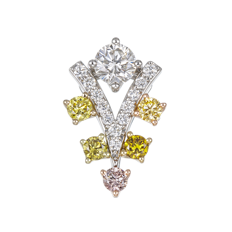 PT950K18YGPGCGGGダイヤナチュラルカラーダイヤペンダントトップ(HSI2GOOD)