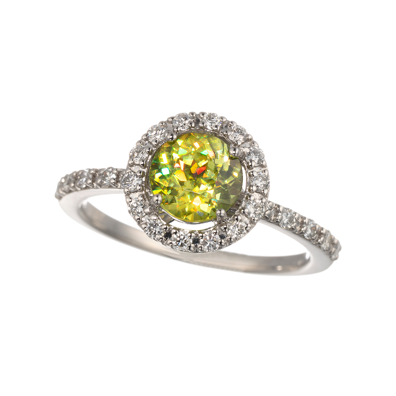 PT950 スフェーン ダイヤ リング SH 約1.00ct D 約0.30ct