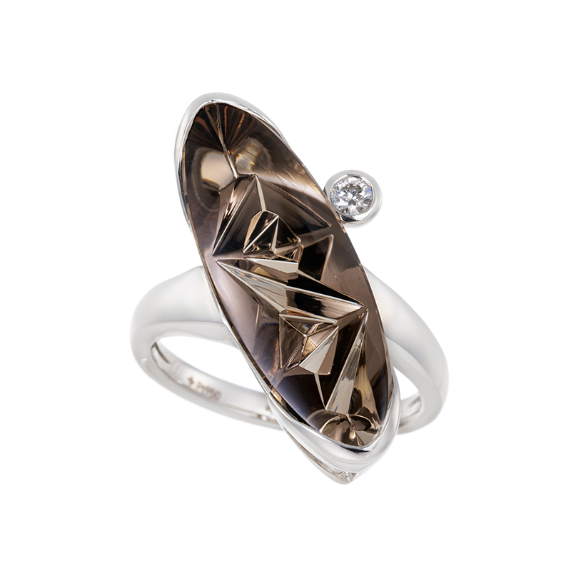 PT950 フィリップ・ムンシュタイナー スモーキークォーツ ダイヤ リング