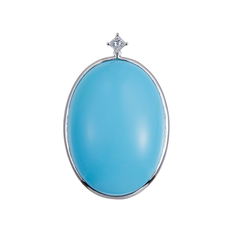 PT950 スリーピングビューティーターコイズ(スタビライズ) ダイヤ ペンダントトップ