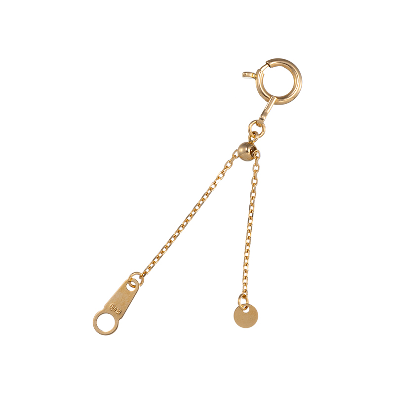K18YGスライドアジャスターチェーンWAO金具BIG全長6cm総重量約0.4g幅約0.9mm