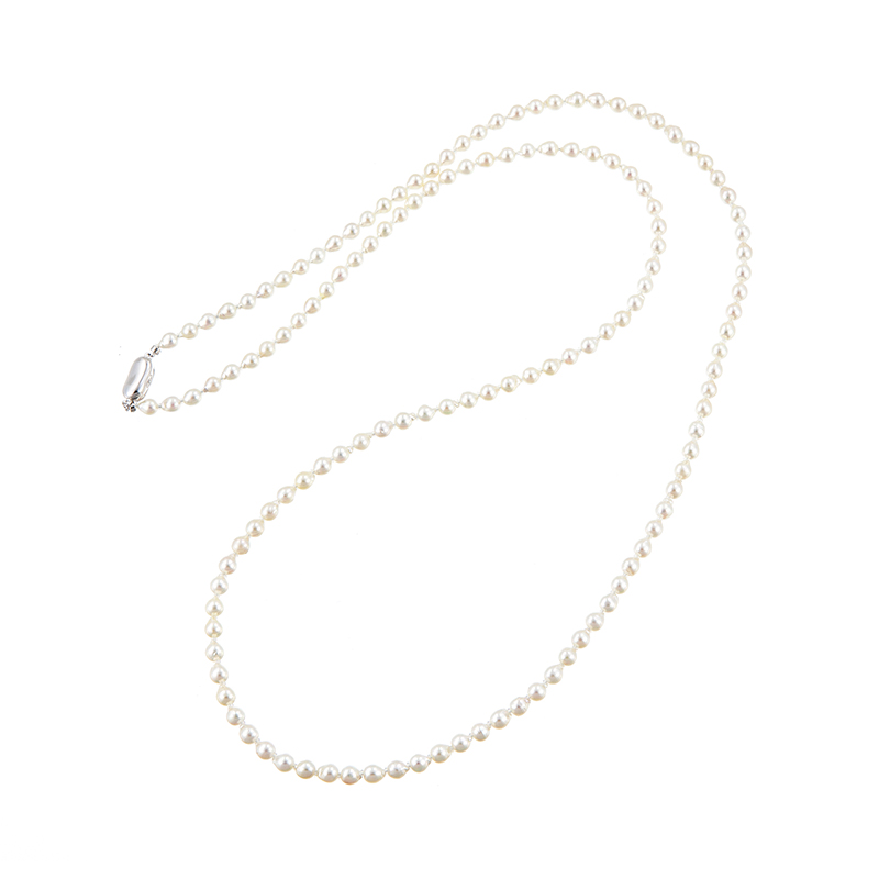 SV 越物 アコヤ真珠 無調色 ロングネックレス P 約5.0-5.5mm 約90cm