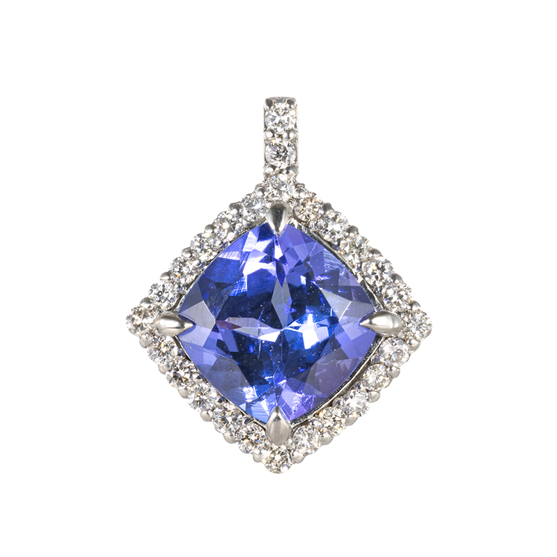 PT900 タンザナイト ダイヤ ペンダントトップ TA 約1.00ct D 約0.10ct