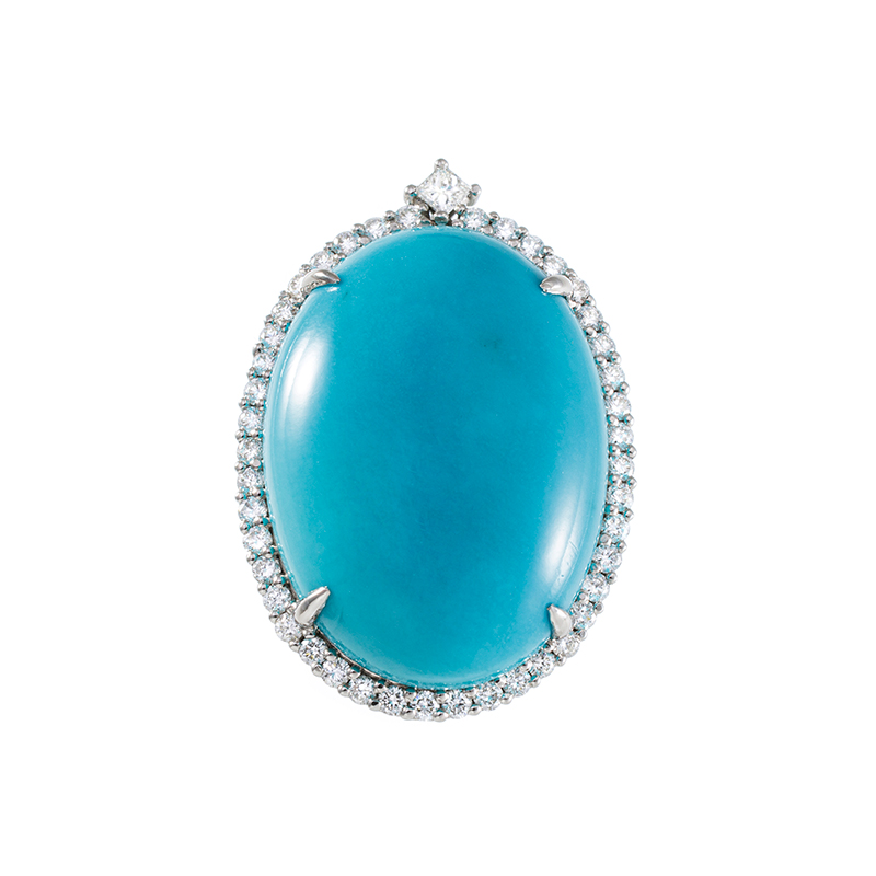 PT950 スリーピングビューティーターコイズ(スタビライズ) ダイヤ ペンダントトップ 