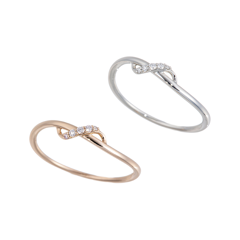 GSTV PT950/K18PGピンクダイヤモンド&ダイヤリング2本セットPD約0.02