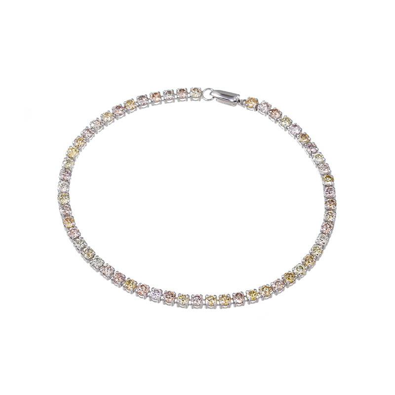 PT900ファンシーライトカラーダイヤモンドシルキータッチブレスレットD4.50ct