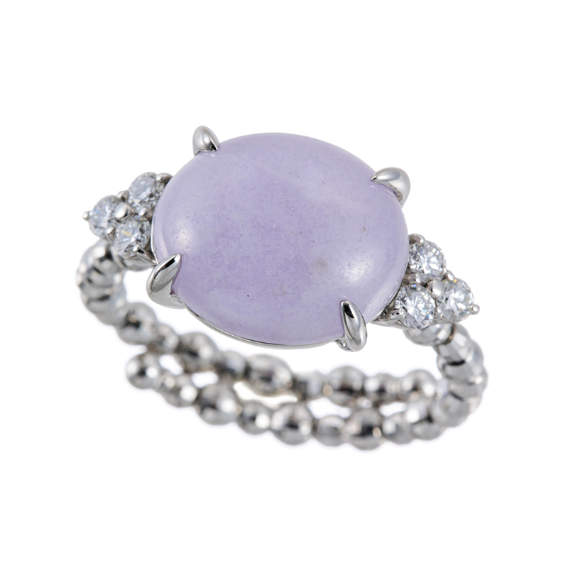 PT950 ラベンダーヒスイ ダイヤ フリーリング J 約4.50ct D 約0.19ct 9～23