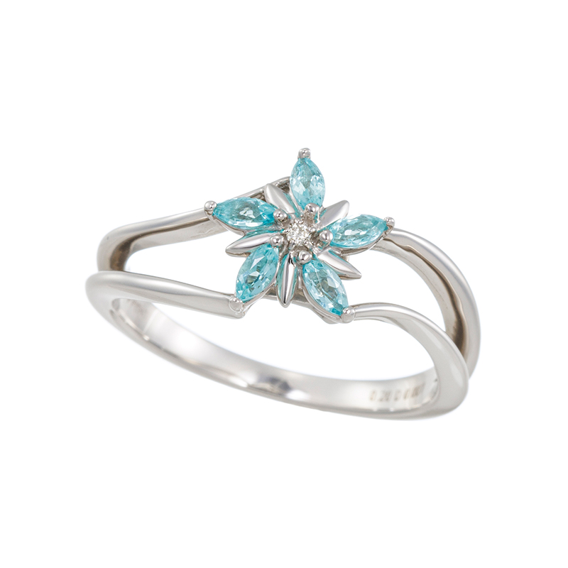 PT950ブラジル産パライバトルマリンダイヤリングPRT約0.20ctD約0.007ct