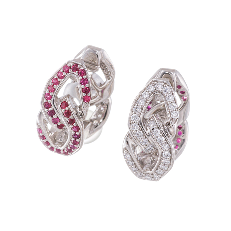 PT950 ルビー ダイヤ ピアリング RB 約0.30ct D 約0.20ct