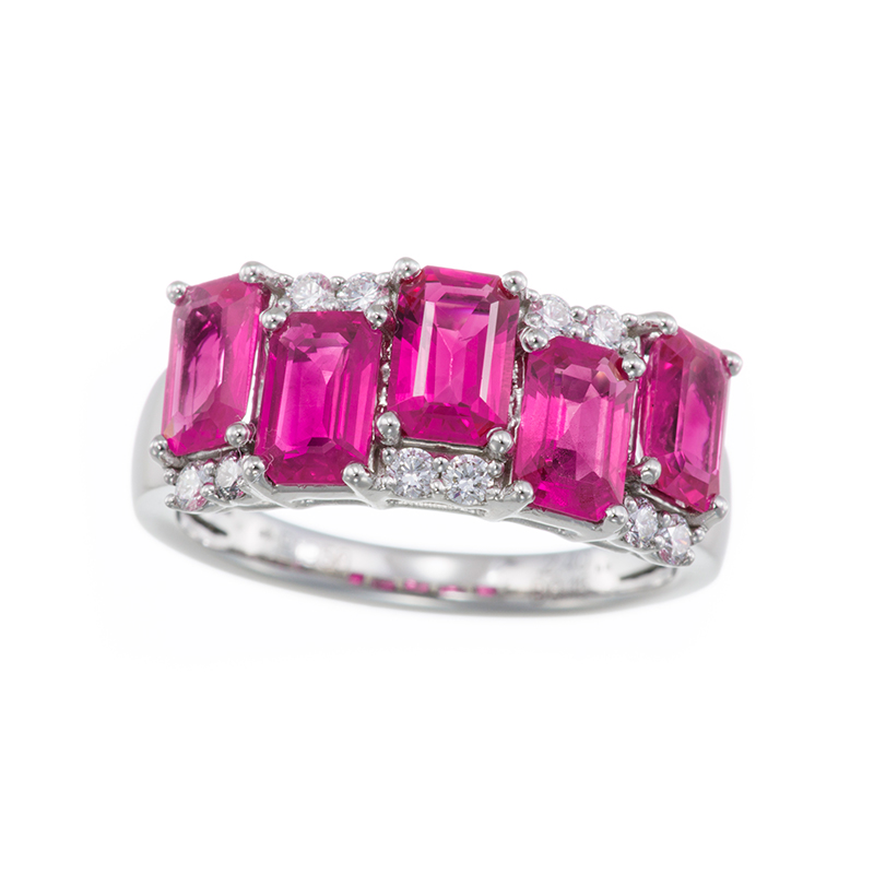 PT950 ミャンマー産ルビー ダイヤ(リリーダイヤカット) リング 