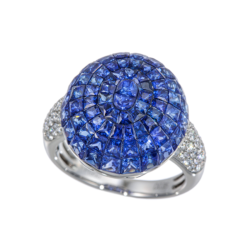 PT950 サファイア ダイヤ ミステリーセッティング リング SA約4.30ct D約0.35ct