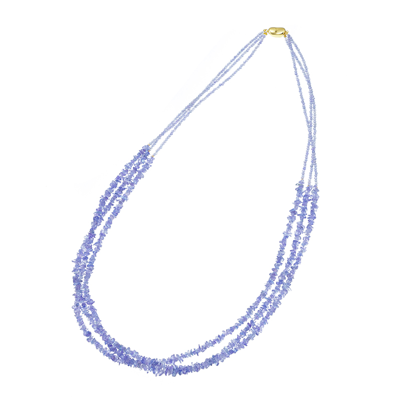 SV/K18YG タンザナイト 3連ネックレス TA 約200.00ct