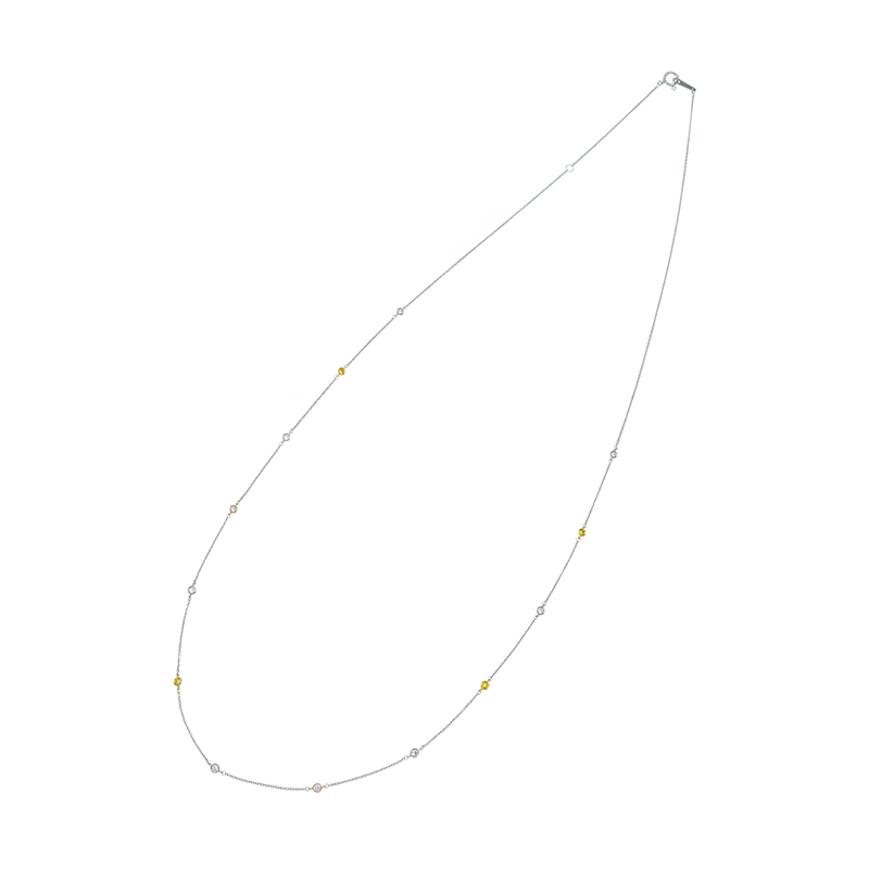 PT950K18YGPGPT850ダイヤファンシイエローダイヤピンクダイヤステーションネックレス