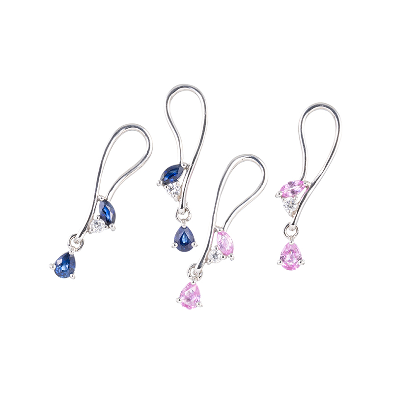 パラシル950サファイア天然ホワイトジルコンピンクサファイア天然ホワイトジルコンチャーム2点セット