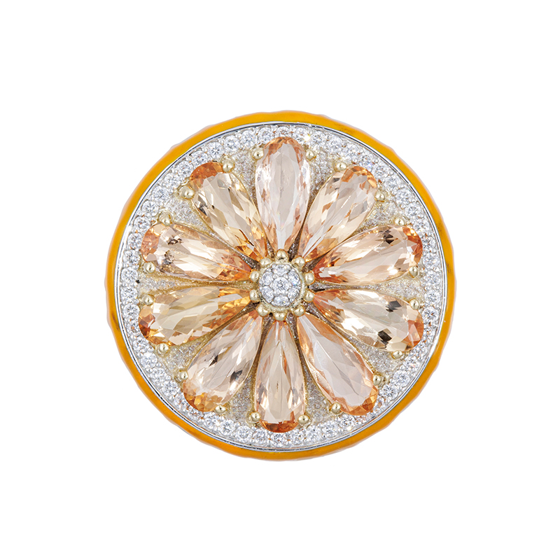 PT950/K18YG インペリアルトパーズ ダイヤ エナメル ペンダントトップ