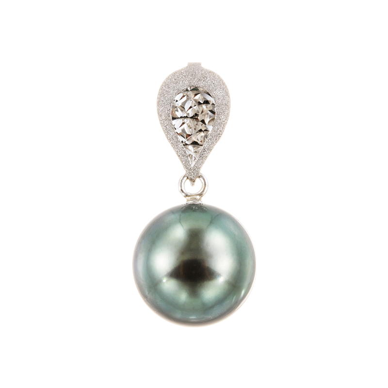 GSTV 純プラPT900ナチュラルグリーンカラー黒蝶真珠オーロラ