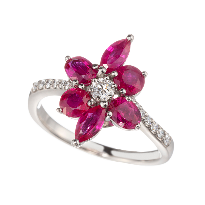 PT950 ミャンマー産ルビー ダイヤ リング RB 約1.50ct D 約0.20ct