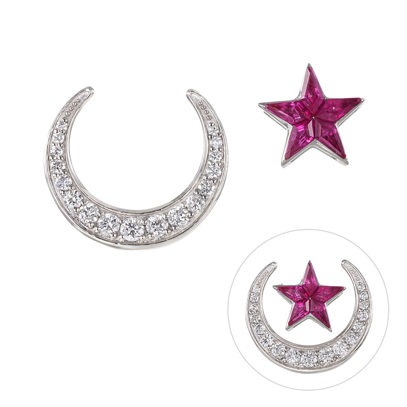 PT950 ピンクサファイア ダイヤ ミステリーセッティング ペンダントトップ 2点セット