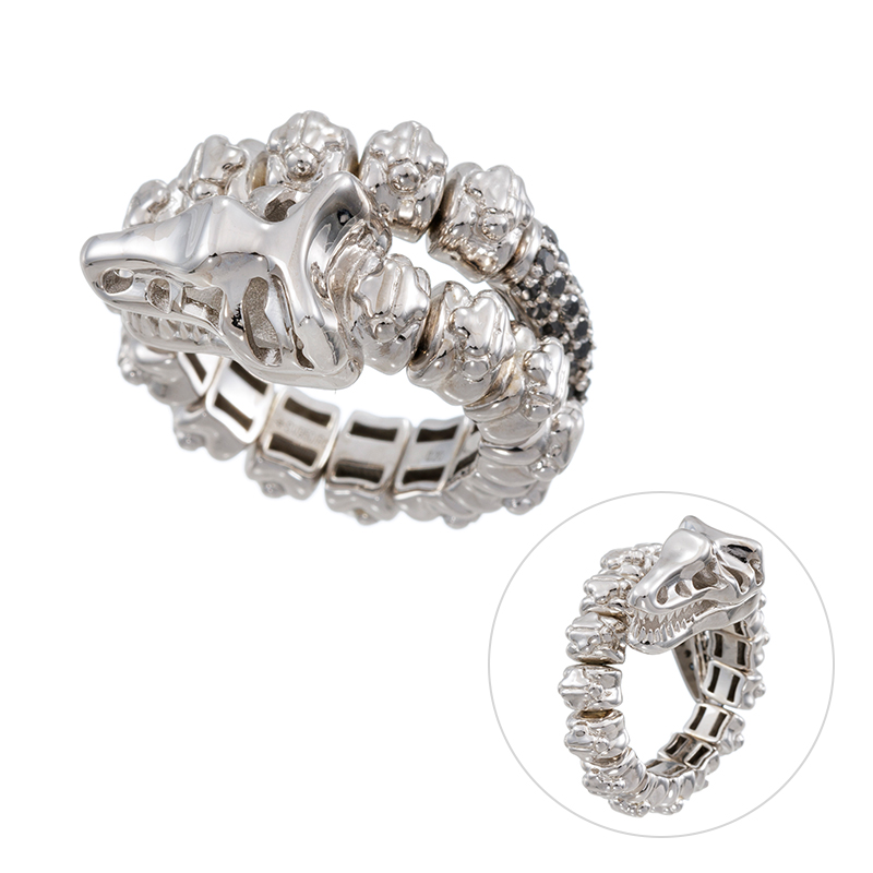 パラジウムシルバー950 ブラックダイヤモンド(トリート) T-REX フレックスリング BLD 約