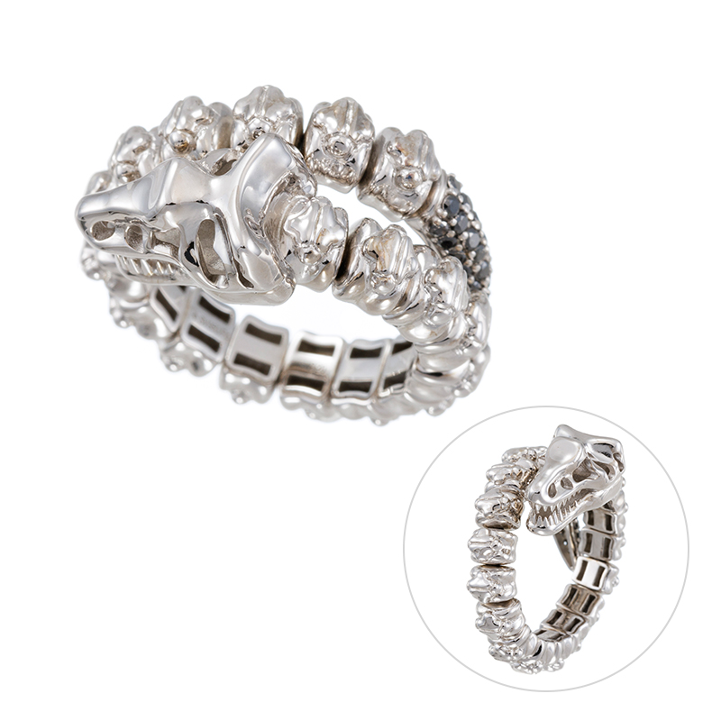 パラジウムシルバー950 ブラックダイヤモンド(トリート) T-REX フレックスリング BLD 約