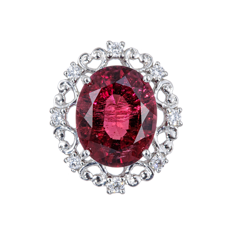 PT950 ルベライト ダイヤ Secret Heart ペンダントトップ