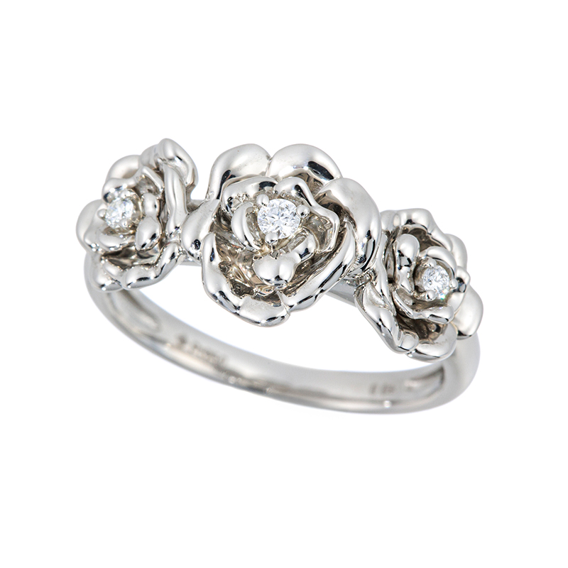 PT950 ダイヤモンド(リリーダイヤカット) Pure Rose リングD約0.04ct(LI)