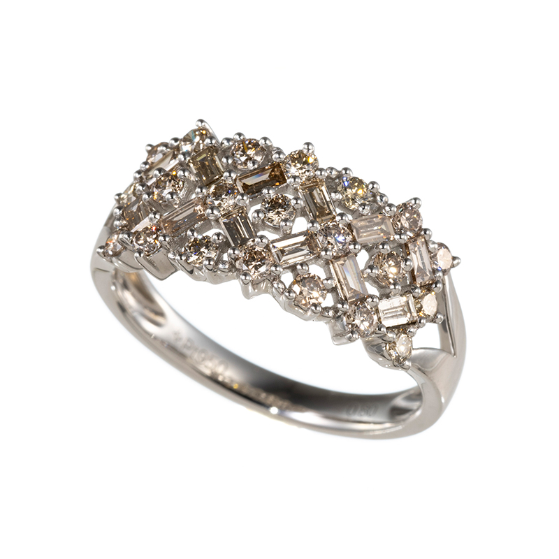 PT950 ブラウンダイヤモンド Lozenge リング BRD 約0.80ct