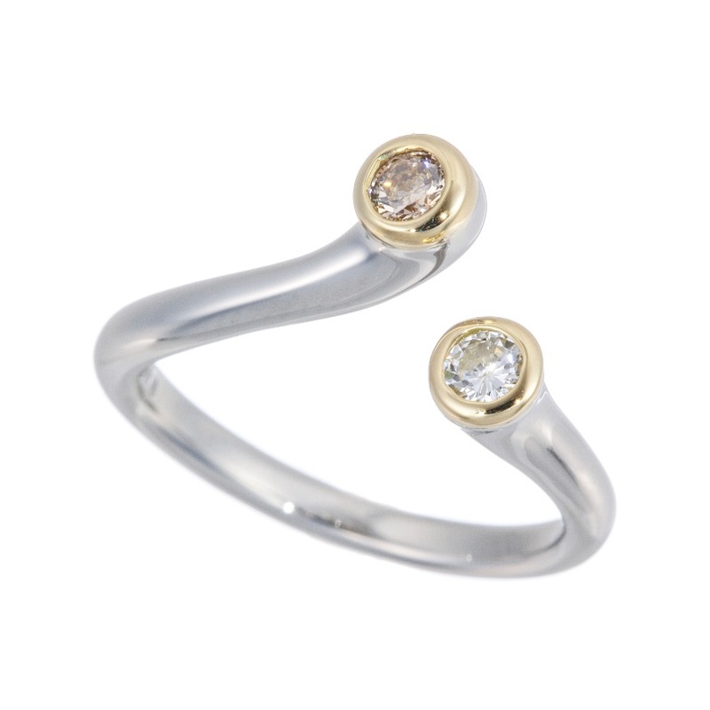 PT950/K18YGブラウンダイヤモンド&ダイヤピンキーリングBRD約0.07ctD約0.07ct